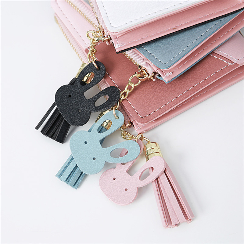 Fashion Zipper Wallets Women's Purses Handbags Coin Purse Cards Holder PU Wallet Case Bagt Wallet Tassel Multi-card Coin Purse
