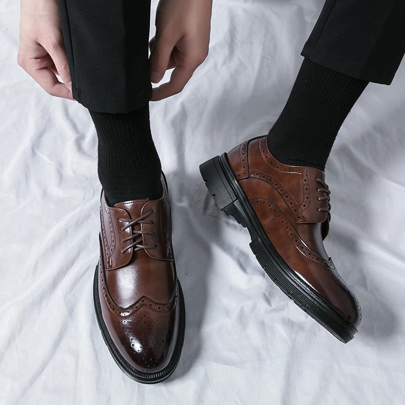 Mens Business Formal Shoes Mens Oxford Casual Shoes Mens Black Classic Comfortable Fashion Derby Shoes Leather Shoes 241031