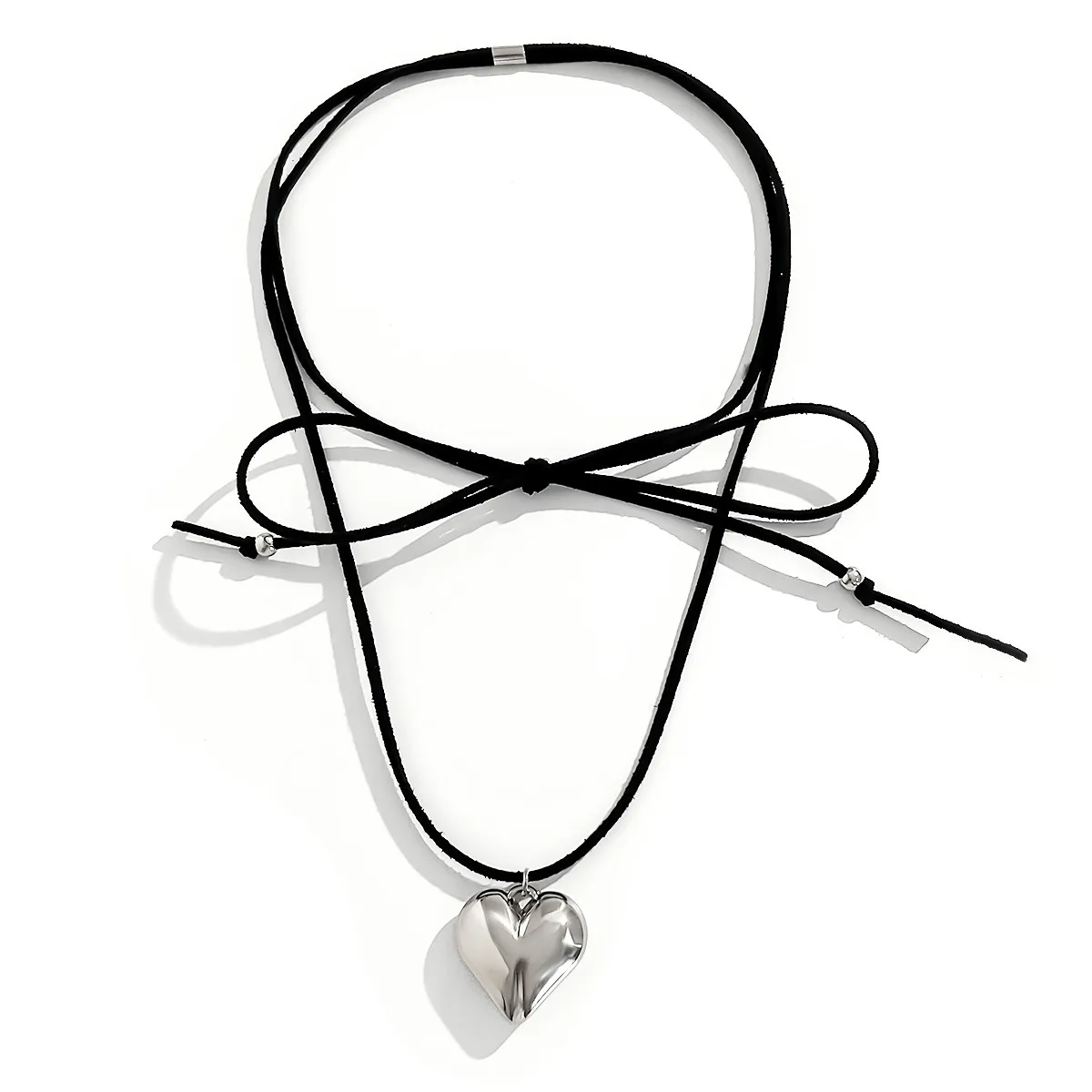 Creative Sweet Cool Love Heart Pendant Necklace for Women Wedding Goth Knotted Bowknot Adjustable Chain Y2K Jewelry Accessories