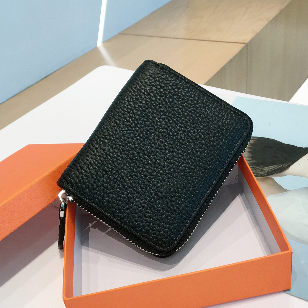 Pure Cowhide Short Zipper Small Wallet Genuine Leather Zero Wallet Zipper Certificate Bag New Multi Card Precise Card Bag