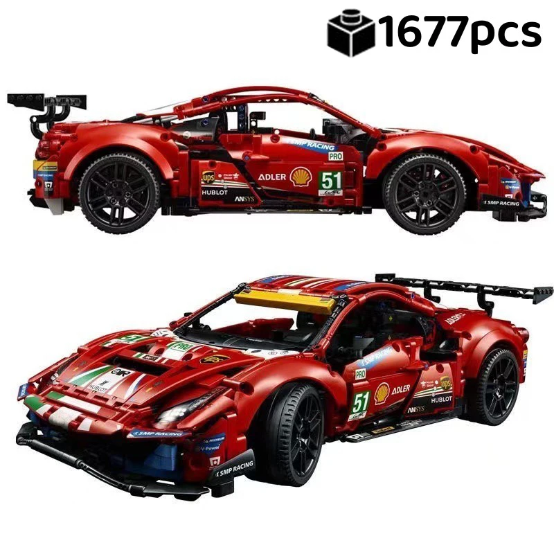 Technical Ferrareed 488 City Racing Car Building Blocks MOC 42125 Bricks Super Sports Cars Model Boys Assembly Toys Kid Gifts