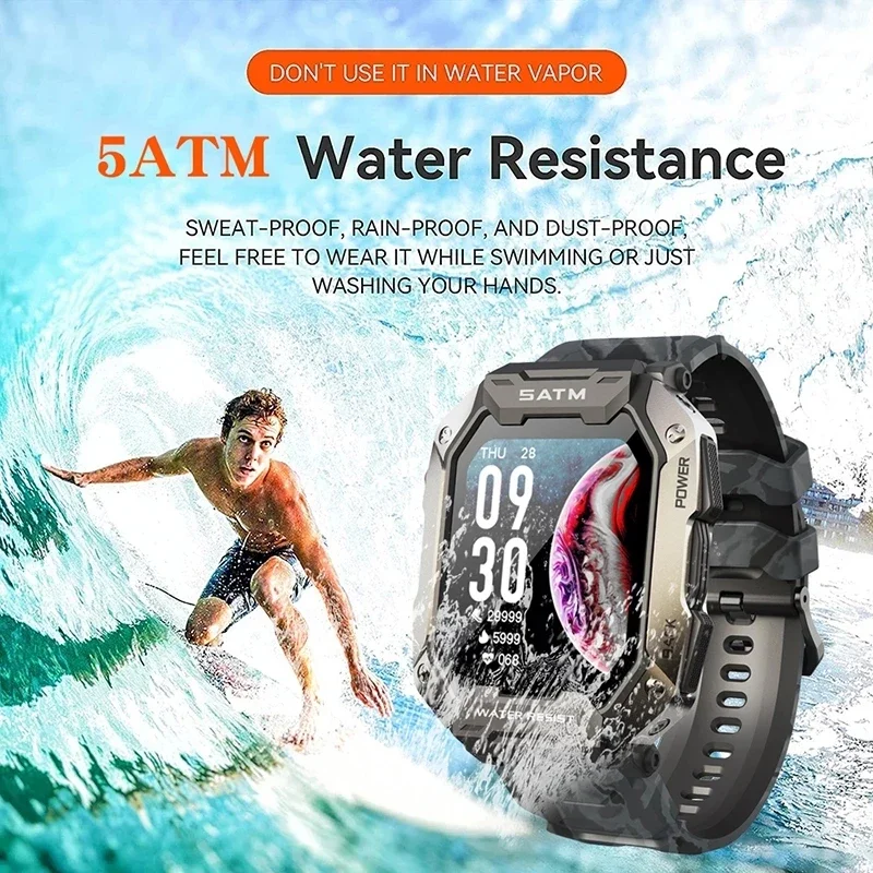 C20 Military Sports Smart Watch Men Ultra Army Outdoor IP68 5ATM Three-proof Waterproof Heart Rate Blood Oxygen Satm Smartwatch
