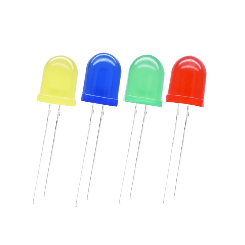 10PCS F10 10MM 5 Colors DIP LED Green Red Yellow Blue White Super Bright Quality Bead Light Emitting Diode Plug-in Bulb Assorted
