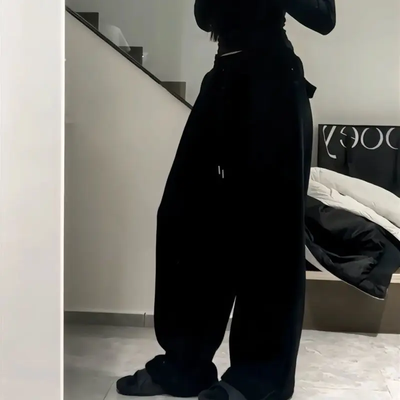 Deeptown Grey Fleece Sweatpants Women Oversize Warm Brushed Pants Y2k Vintage Korean Streetwear Joggers Trousers Harajuku Casual