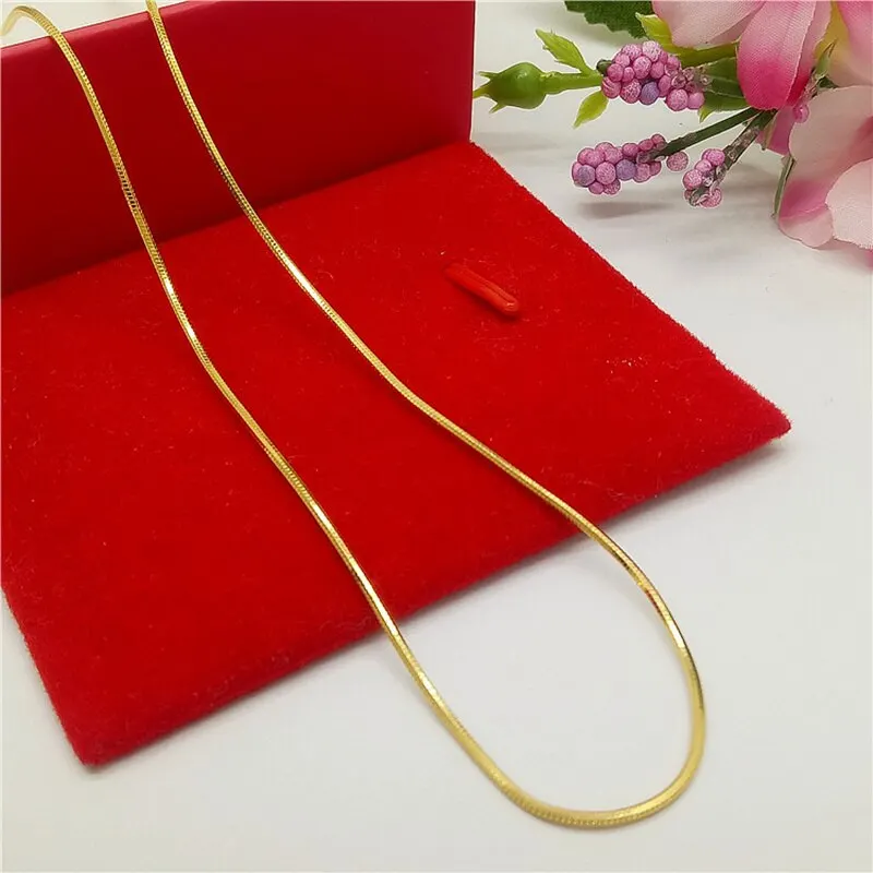 2023 New 24K Gold Necklace 45CM Box Chain/Water Ripple/Single Water Ripple Necklace With Chain For Woman Jewelry Gift