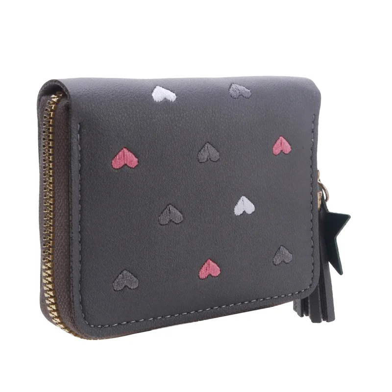 Wallets Women Mini With Heart PU Card Bag Female Credit Multi-Card Holders Money Clip Short Coin Purse For Ladies Zipper Wallet Y260206