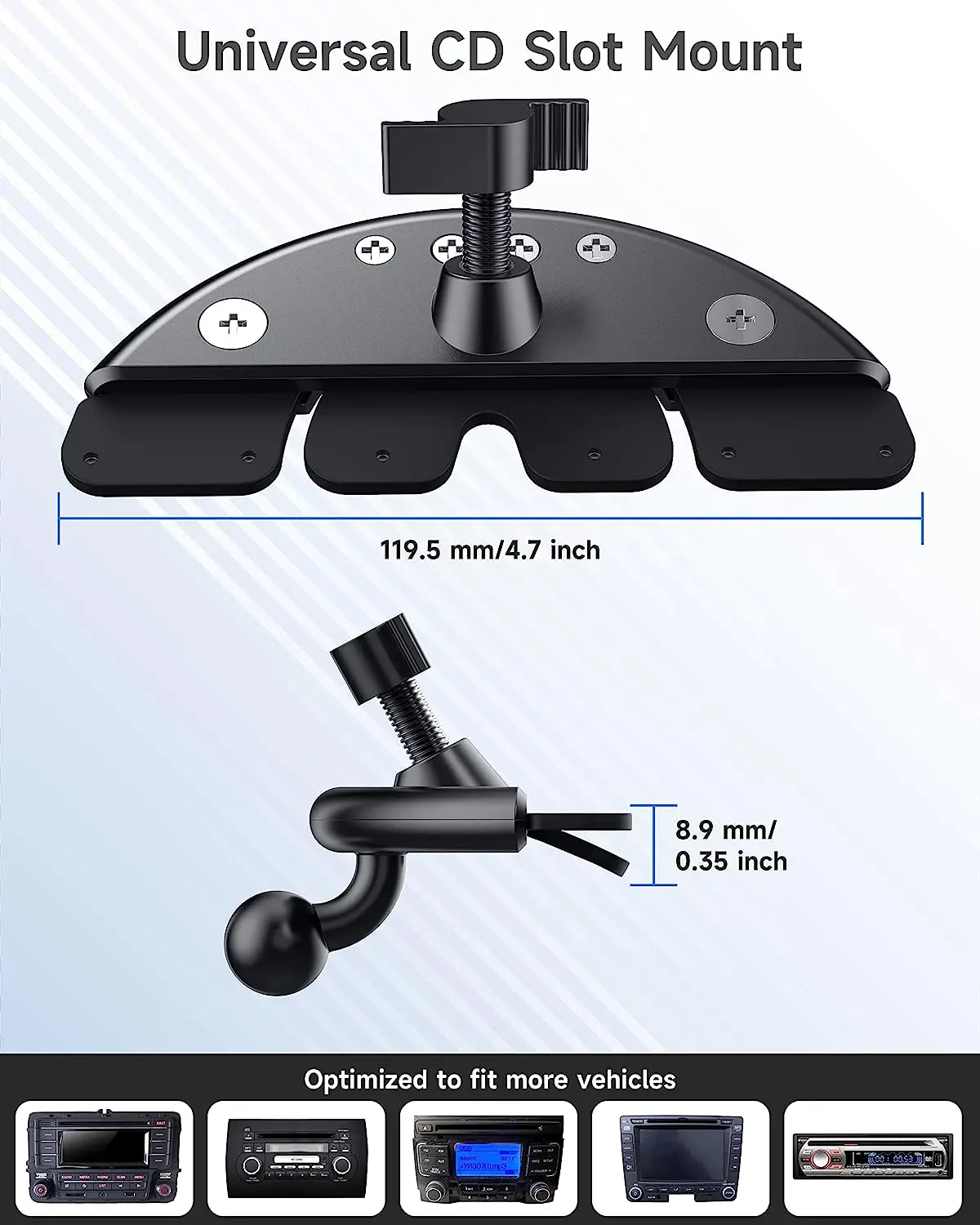 17mm Ball Head Car CD Slot Phone Holder Base Universal Car CD Slot Clip Mount for Mobile Cellphone Holder Car GPS Bracket