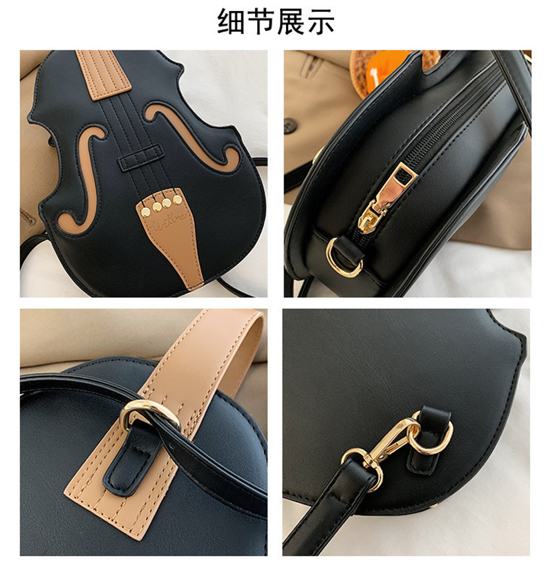 Women Shoulder Bag Mini Violin Shape Crossbody Messenger Bags Girl Cute Retro 2023 New Creative Personality zipper Pu Guitar Bag