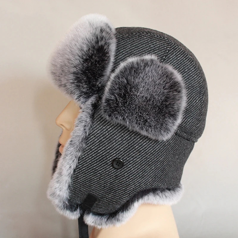 Mens Russian Winter Bomber Hat Ushanka with earmuffs faux fur trap hat Winter Bomber Hat Winter Bomber Hat 241031