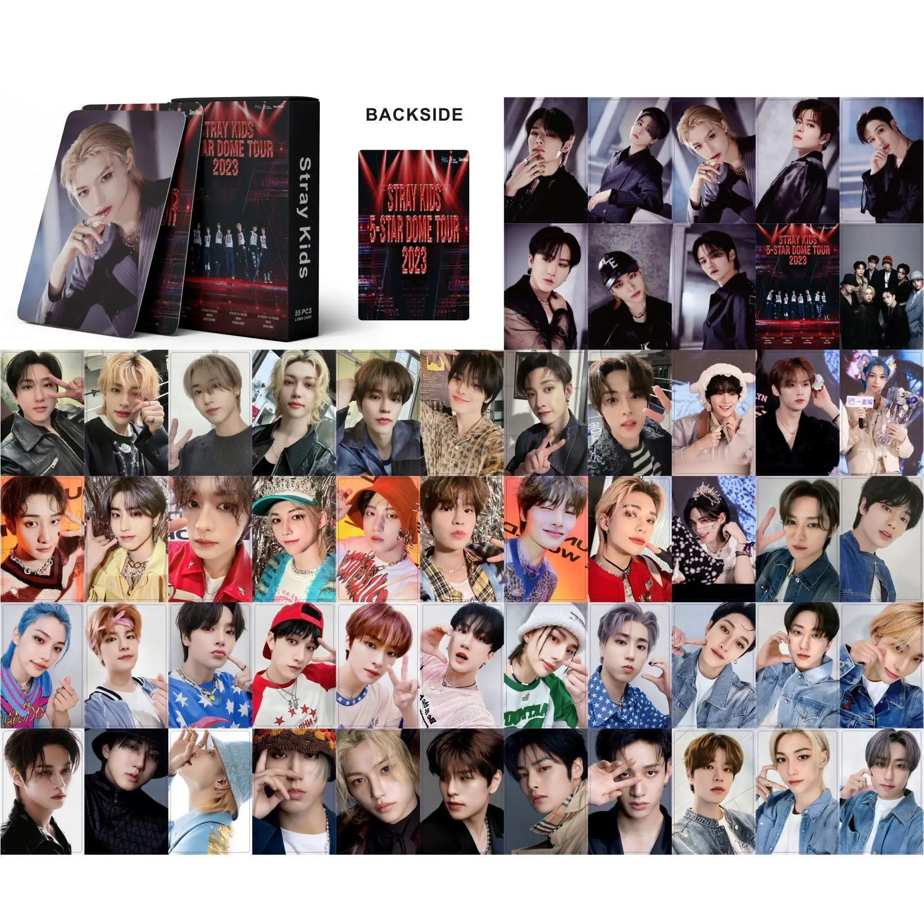 55pcs/Set Kpop Stray Kids Photocards 5-STAR Dome Tour Lomo Cards Boys Photo Card Straykids Album Postcard Fans Gift 2023 New