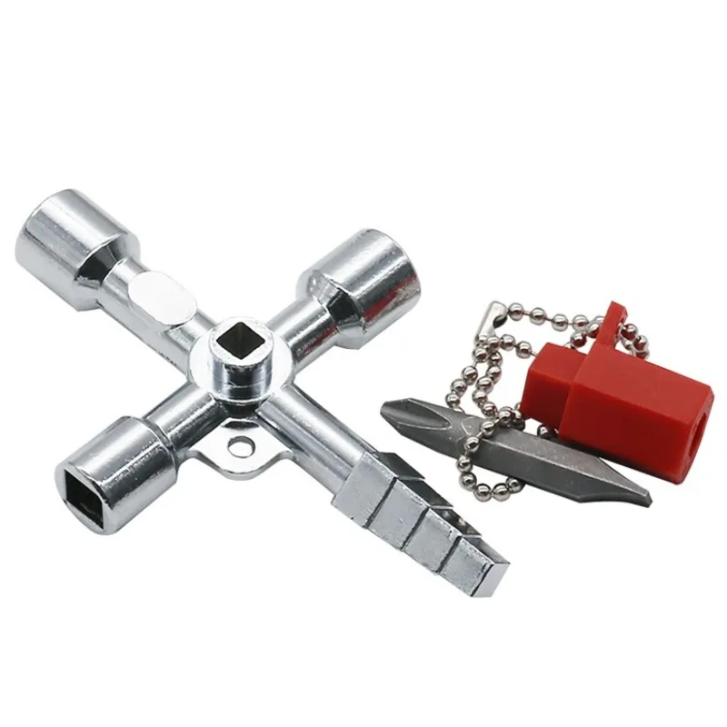 Universal Cross Key Control Cabinet Keys 4-Way Multifunctional Key for Water Electricity Meter Radiator Gas Meter