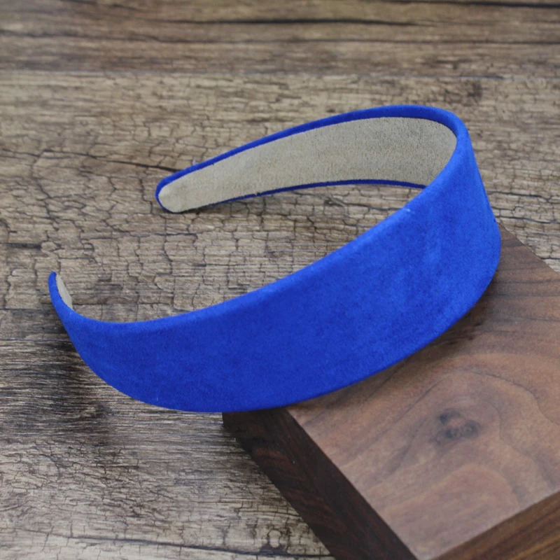 Cute DIY Designer Hair Accessories 40mm Blue Green Wide Hairbands Velvet Headbands For Women Girls