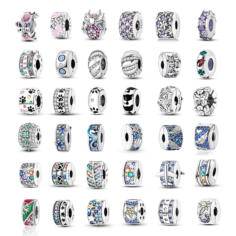 Silver Clasp 925 Sterling Silver Round Clip Charms Daisy Silver Clasp Beads Safety Chain Fit Original Bracelets Jewelry