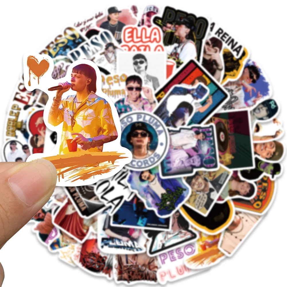 50PCS Peso Pluma Hot POP Singer Stickers for Album Laptop Skateboard Guitar Bicycle Skateboard Fridge Graffiti Toy Sticker