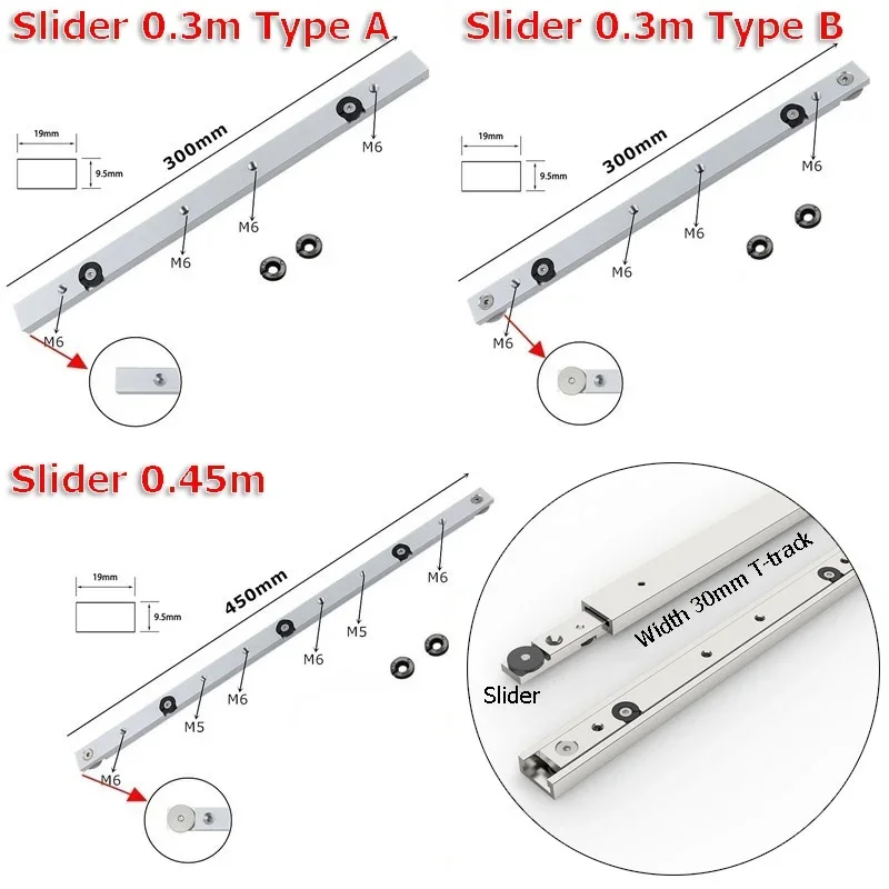 Aluminium Alloy T-tracks Slot Miter Track And Miter Bar Slider Table Saw Miter Gauge Rod Woodworking Tool DIY