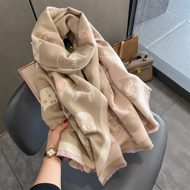 2023 Luxury Thick Blanket Winter Bufanda Warm Cashmere Scarf Women Shawl Print New Wraps Pashmina Female Travel Poncho Stoles