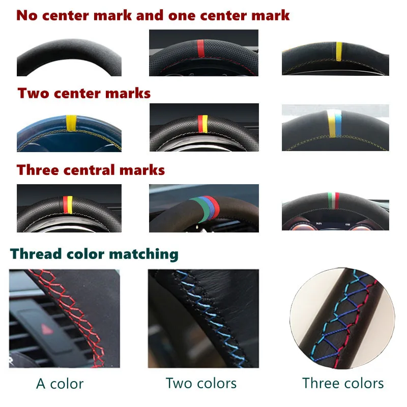 Car Steering Wheel Cover Braid Suede Leather For Jaguar XF XJL XE F-PACE F-TYPE Steering-Wheel Cover Wrap Car Accessories