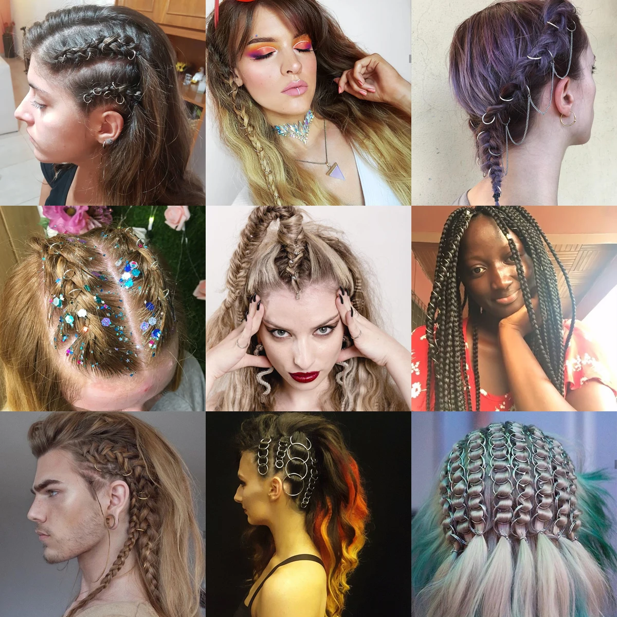 50Pcs/lot Golden/Sliver Charms Hair Braid Dread Dreadlock Beads Clips Cuffs Rings Jewelry Dreadlock Clasps Accessories Hair ring
