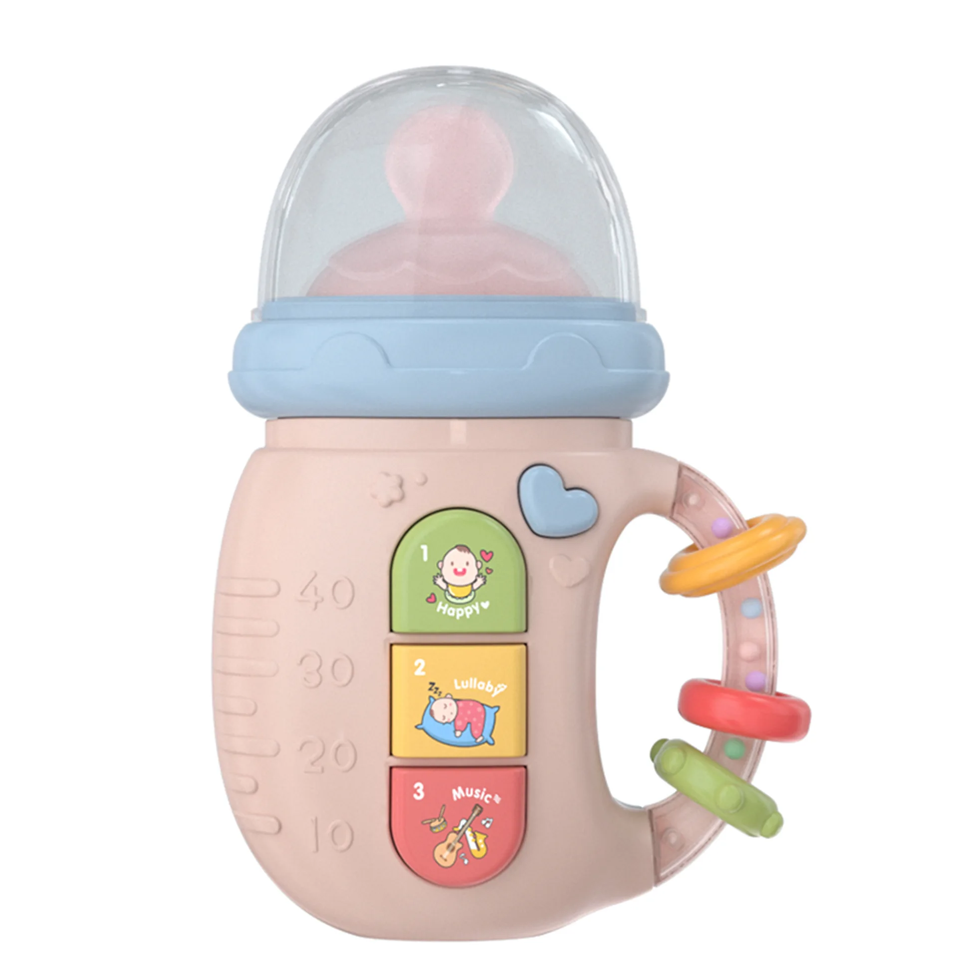 Baby Music Bottle Nipple Newborn Soft Teeth Rattle Puzzle Toy Mobile Rattle Toy Grinding Gum Soothing Vocal