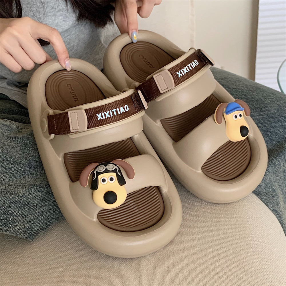 2024 New Slippers for Women Summer Shoes Fun Cute puppy dog slippers Indoor Street Sandals for girls Beach shower slide