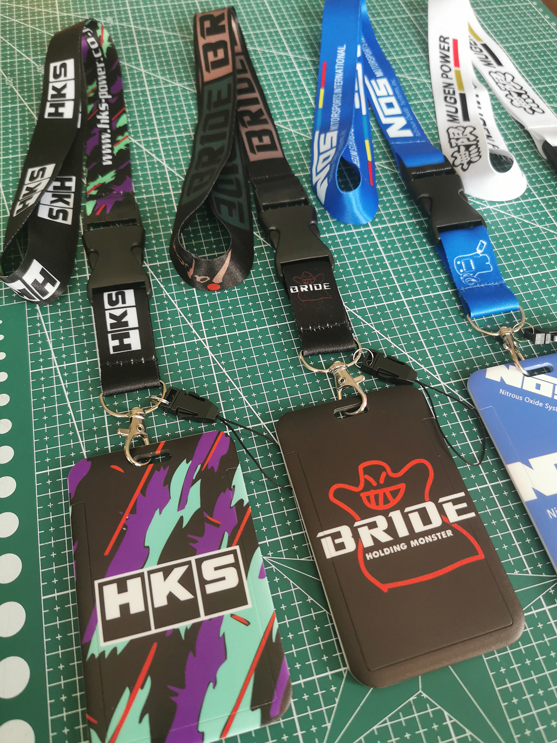 JDM Racing Style Keychain ABS Bank Credit Card Holder Wallet Bus ID Name Work Card KEYRING Lanyard For BRIDE NOS HKS MUGEN POWER