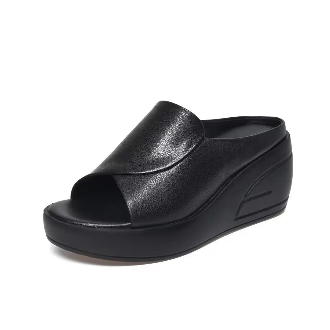 Sandals Slippers Black Wedge Platform Open Toe Women Orthopedics Thick Bottom Beach High Heels Slides 33e4