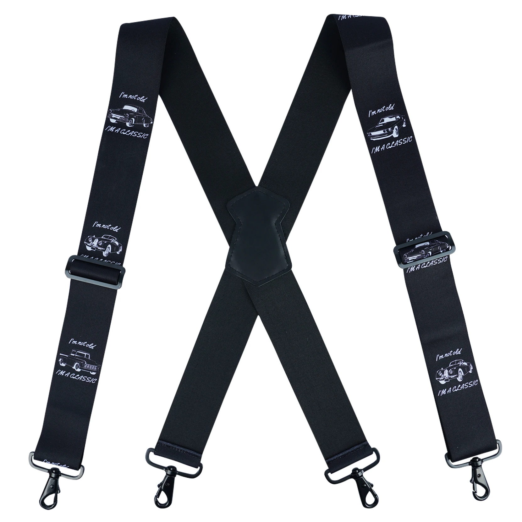 Men's Braces 2 Inch with 4 Hook-Clips for Trousers Vintage Suspenders Braces for Men Heavy Duty Adjustable Elastic X Shape