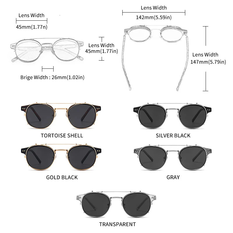 GCV double-layer detachable lens sunglasses blue light glasses acetate gothic retro steampunk polarized mens and womens sunglasses 241031