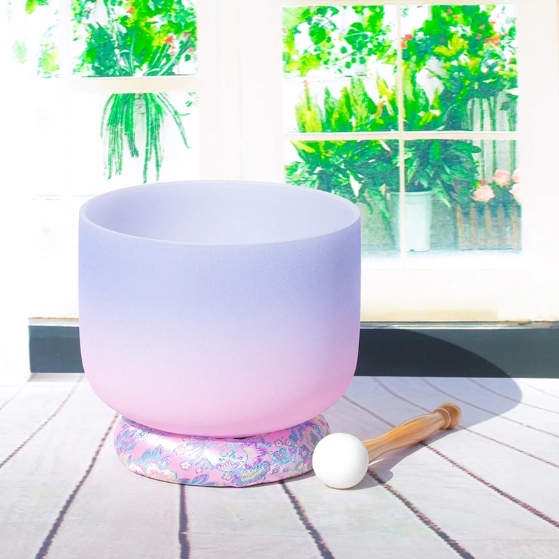Candy color 1PC 8" Note C/D/E/F/G/A/B Chakra Frosted Quartz Crystal Singing Bowl Free cloth ring and Mallet