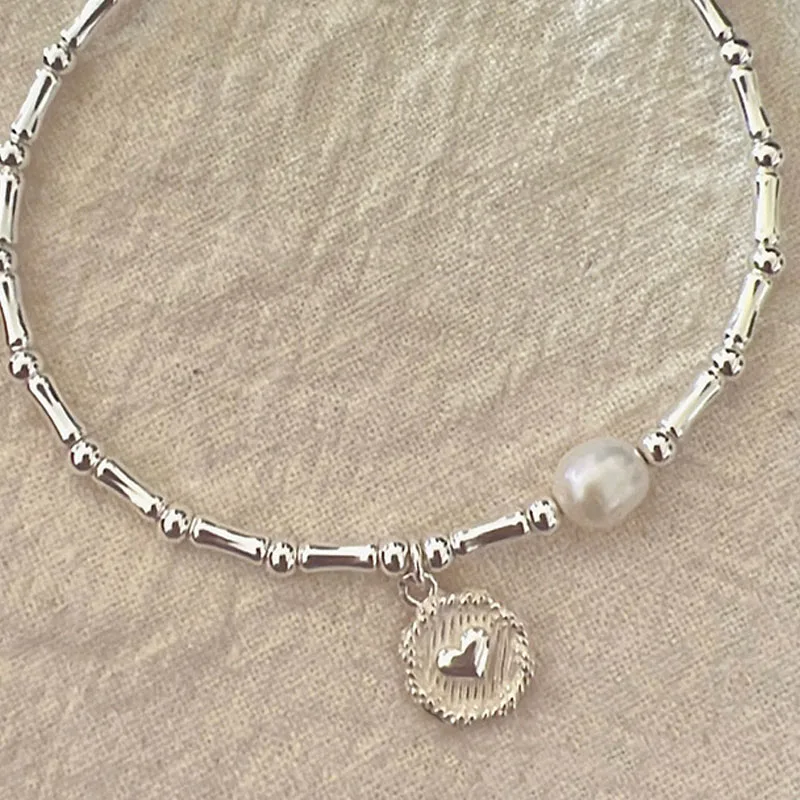 925 Sterling Silver plated Pearls Bamboo Knots Bracelet for Women Girl Simple Korean Jewelry Birthday Gift Dropshipping