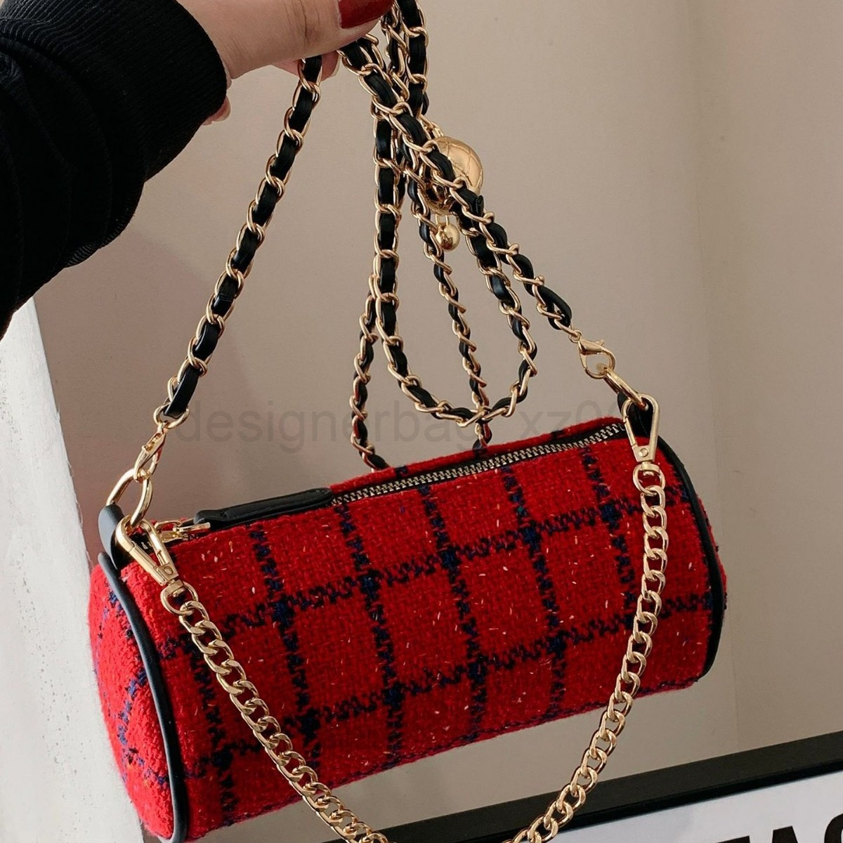 Bag Designer Fashion Classic 10a Top Woman Handbagevening Bags New Trendy and Versatile Diamond Grid Chain Casual Single Shoulder Crossbody Cylindrica