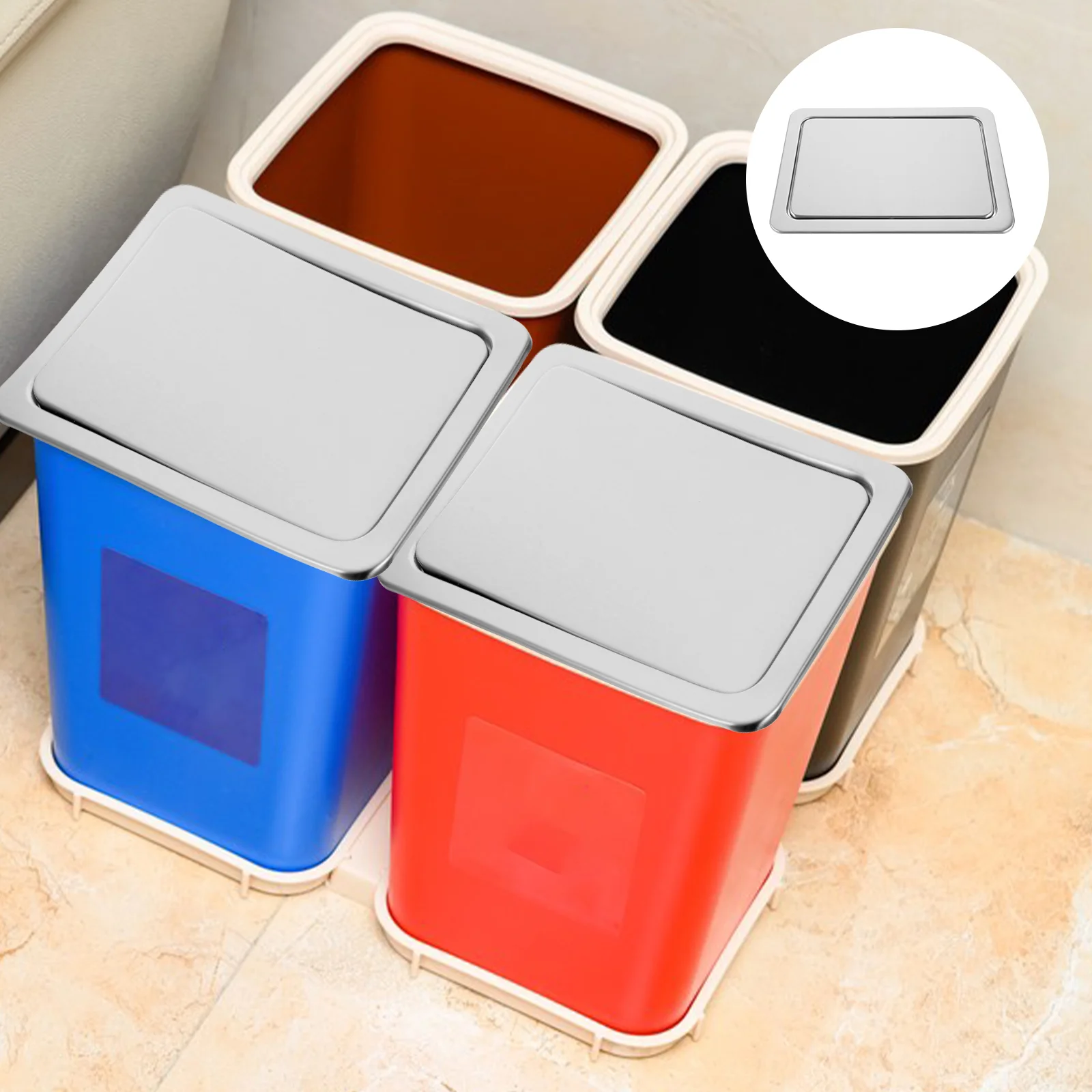 Countertop Trash Lid Built-in Flap Garbage Can Cover Recessed Sink Kitchen Accessory Embedded Type Bin