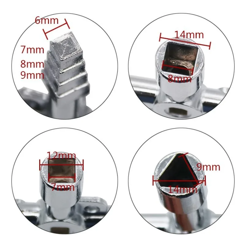 Universal Cross Key Control Cabinet Keys 4-Way Multifunctional Key for Water Electricity Meter Radiator Gas Meter