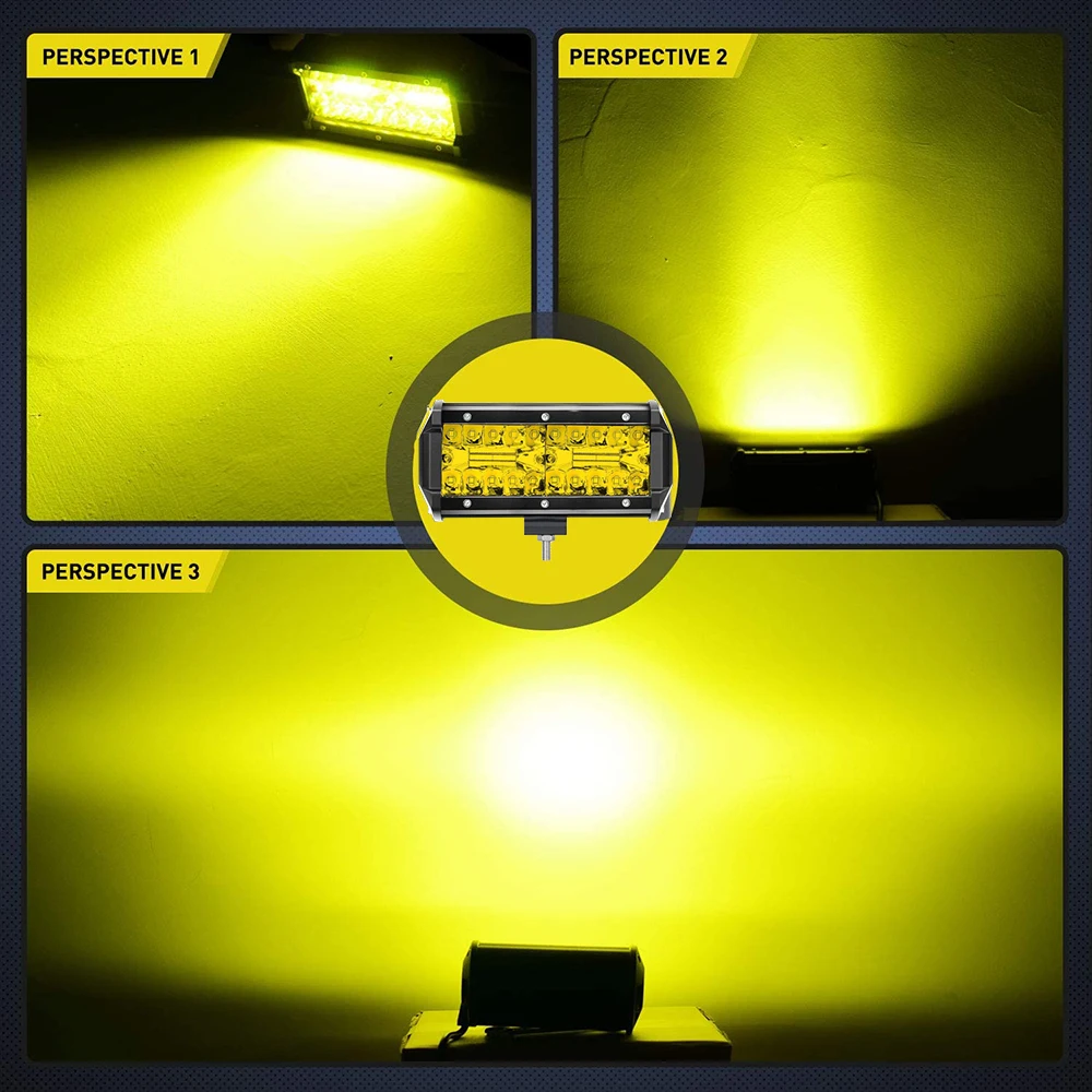 NLpearl 4-20 Inch LED Bar Off Road Yellow 120W LED Work Light For Truck Jeep SUV UAZ 4x4 Tractor Boat ATV 12V 24V LED Headlights