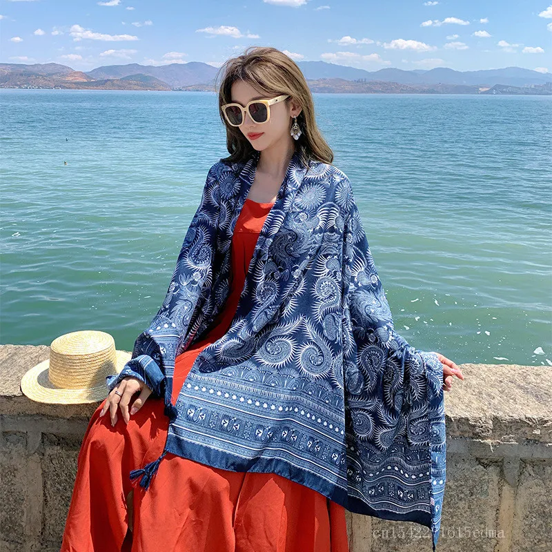 New 46 Colors Women Beach Scarf Bohemia Flower Summer Hijab Shawls and Wraps Female Foulard Echarpe Designer Pashmina Bandana