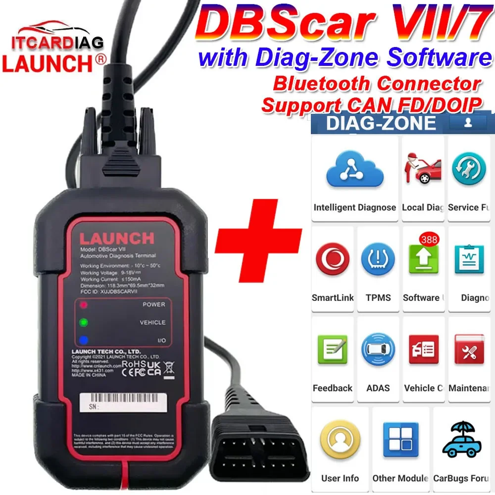 Launch X431 DBScar VII DBScar7 & Diag-Zont Software Bluetooth Connector DBSCAR Code Scanner Support Doip CAN FD Protocol