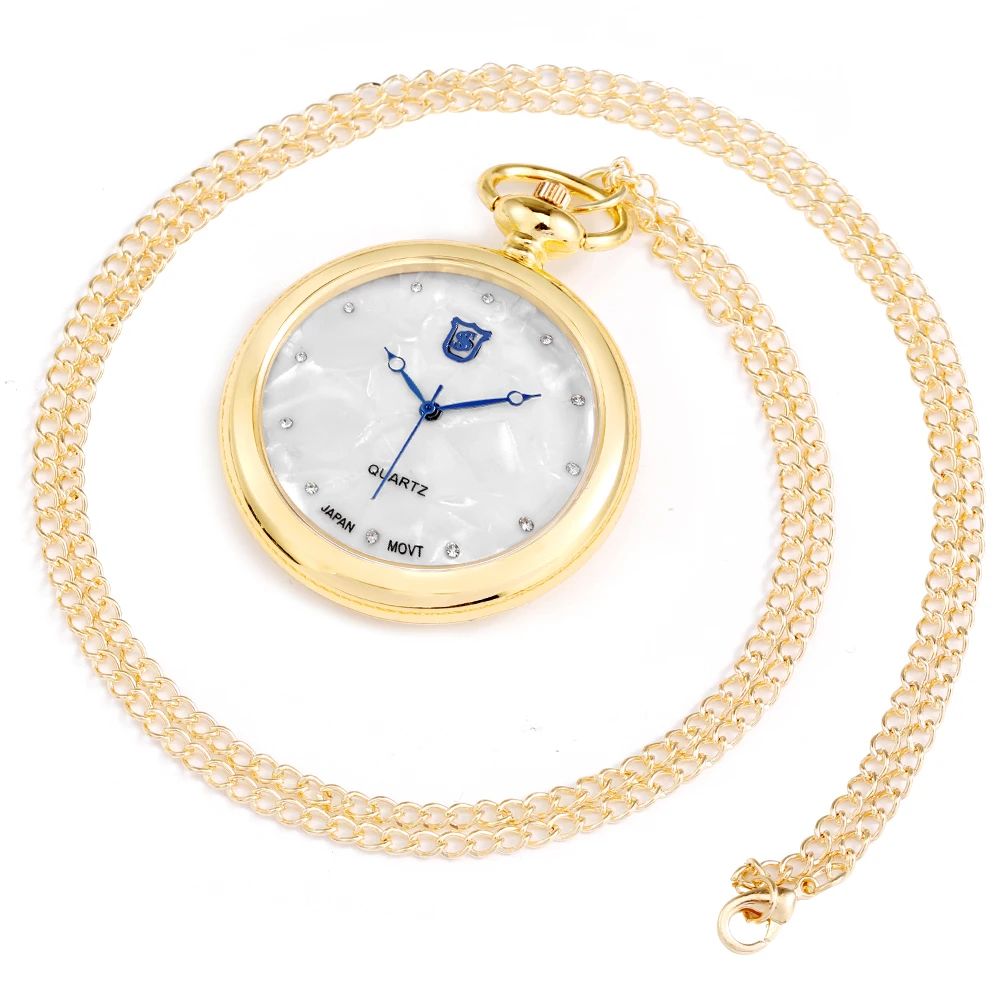 Waterproof Pocket Watch Universal Pocket Watch Quartz Watch Diamond Inlaid Shell Surface Japanese Quartz Movement High Quality