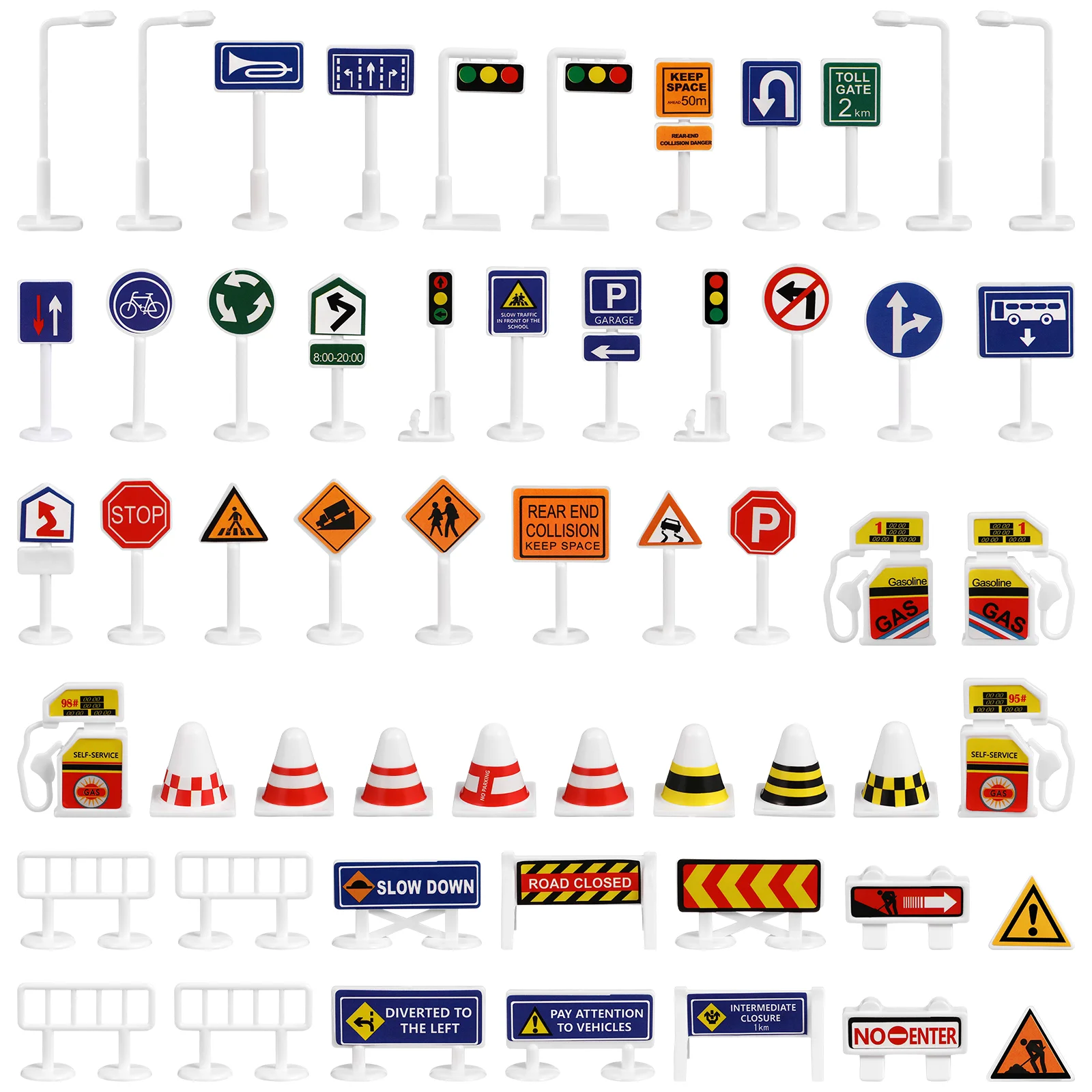 56 Pcs Play Traffic Signs Street Kids Playset Road Signal Toys for Children