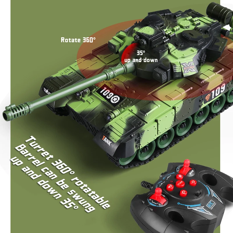 2.4G RC Tank Crawler Military Armoured Tanks Tiger Military Sound Light Remote Control Fight Off-road Vehicle T90 Kids Toys Boy