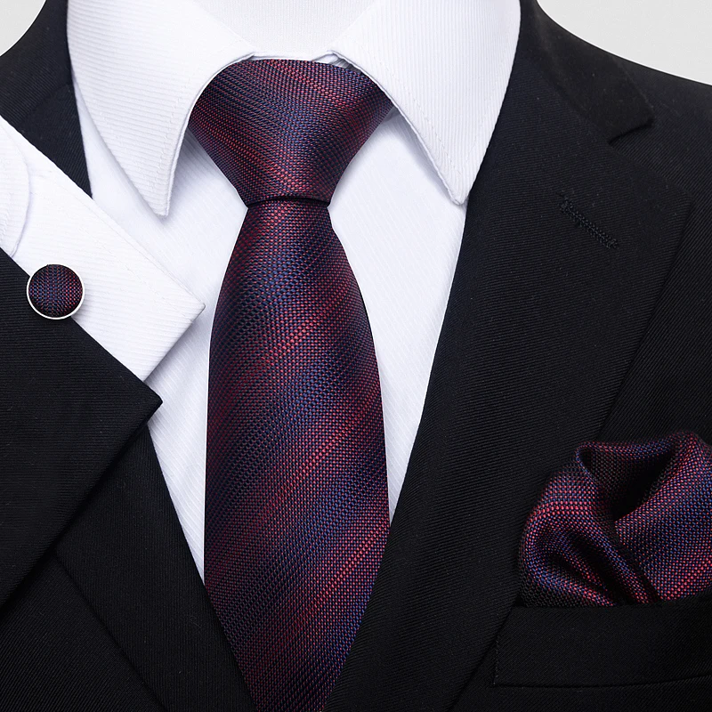 Pasily Tie For Men Great Quality Tie Hanky Cufflink Set Tie Necktie Purple hombre Formal Clothing Gift for Boyfriend