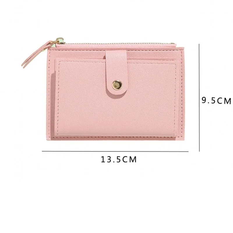 Simple Wallets PU Leather Purse for Women Mini Hasp Solid Multi-Cards Holder Coin Short Wallets Slim Small Wallet Zipper Bags
