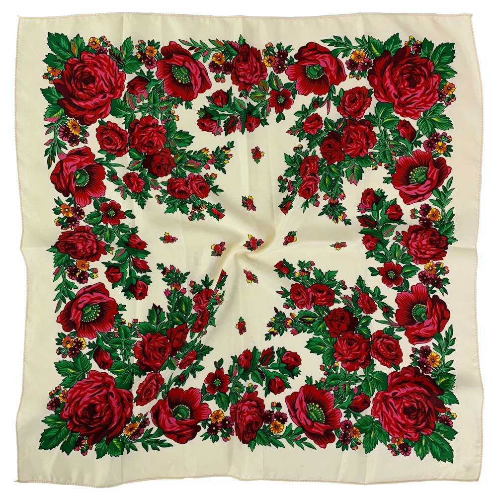 70*70cm Russian National Square Scarf Women Floral Print Bandana Headband Scarves Babushka Handkerchief Female Head Wraps