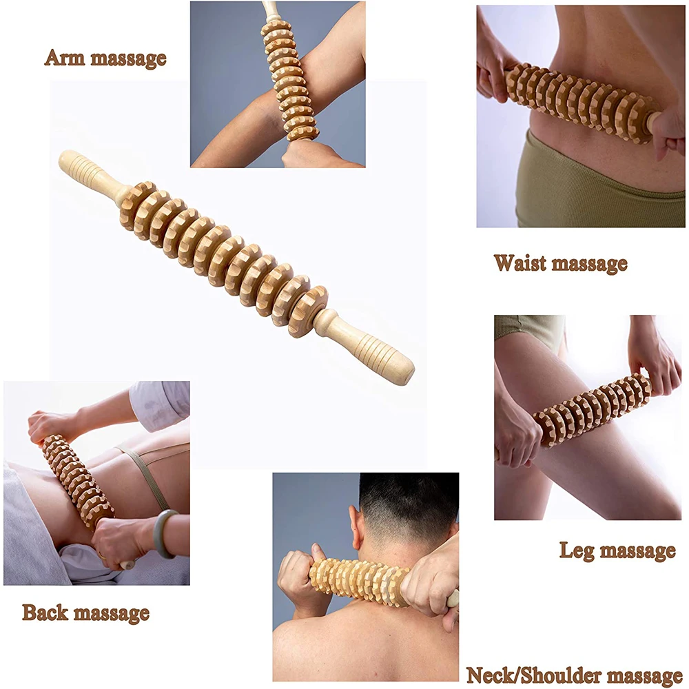 Wooden Muscle Roller Stick Wood Therapy Massager Tool for Maderotherapy,Anti-Cellulite, Lymphatic Drainage,Muscle Pain Relief