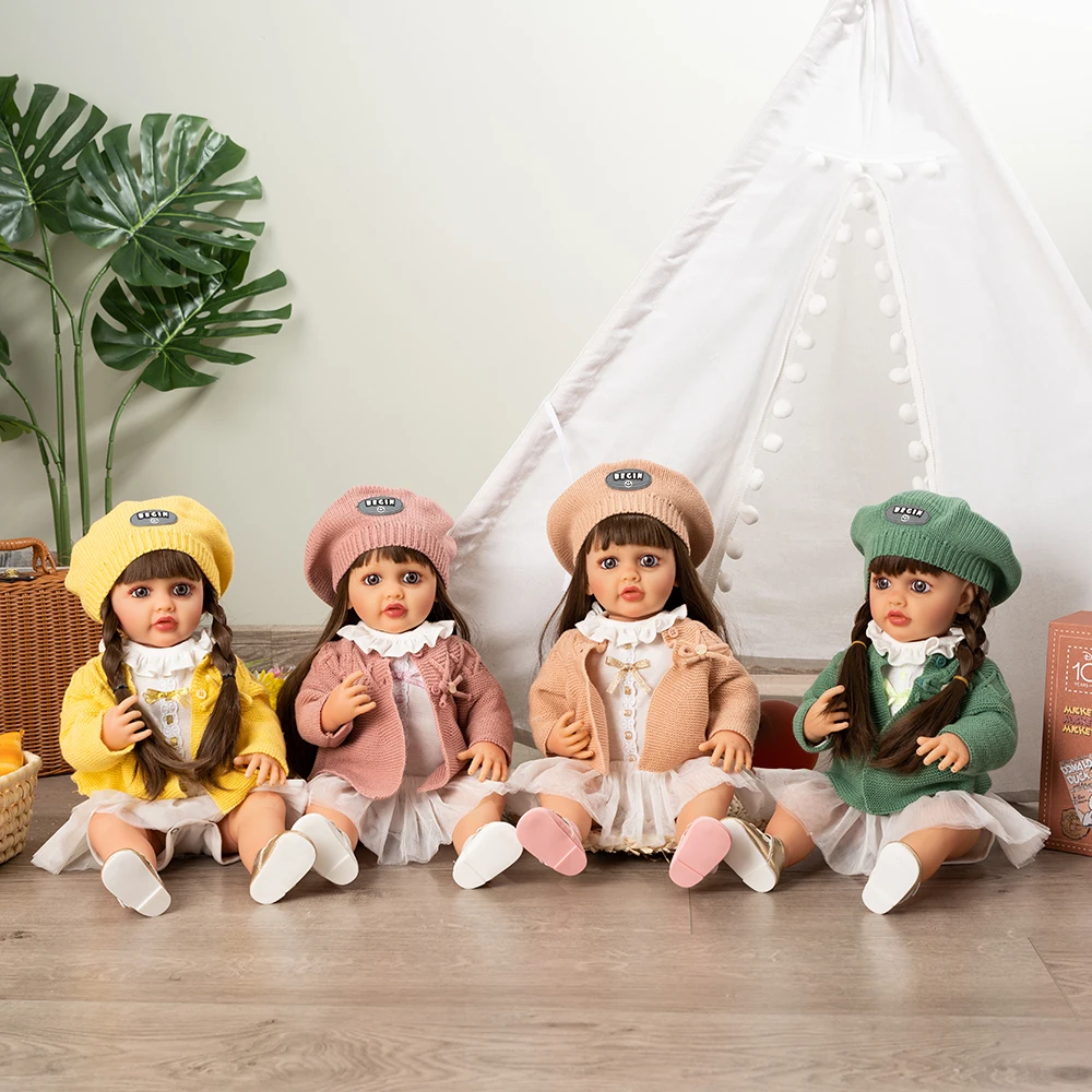 22 Inch Full Body Soft Silicone Vinyl Girl Reborn Baby Doll With Painted Lifelike Hair Bebe Reborn Toys Reborn Doll for Baby Toy