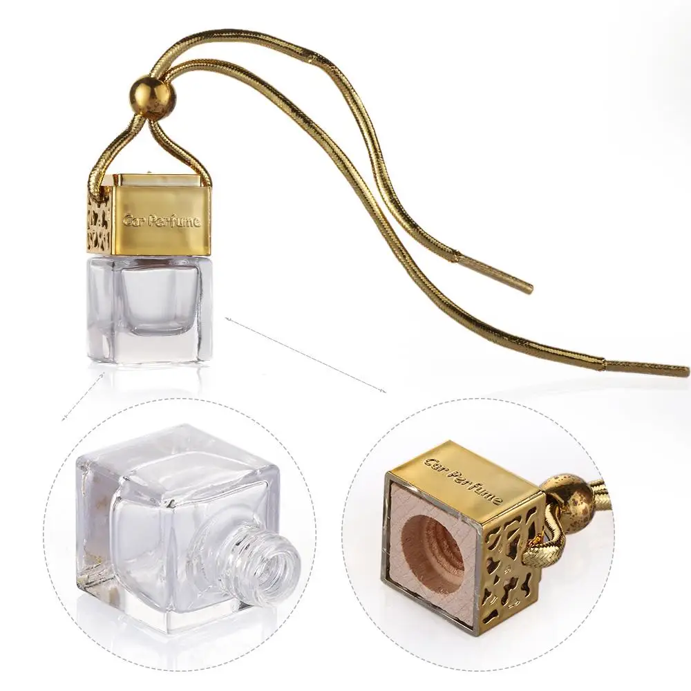 Empty Glass Bottle For Essential Oils Diffuser Rearview Mirror Ornament Car Hanging Perfume Fragrance Air Freshener Car-styling