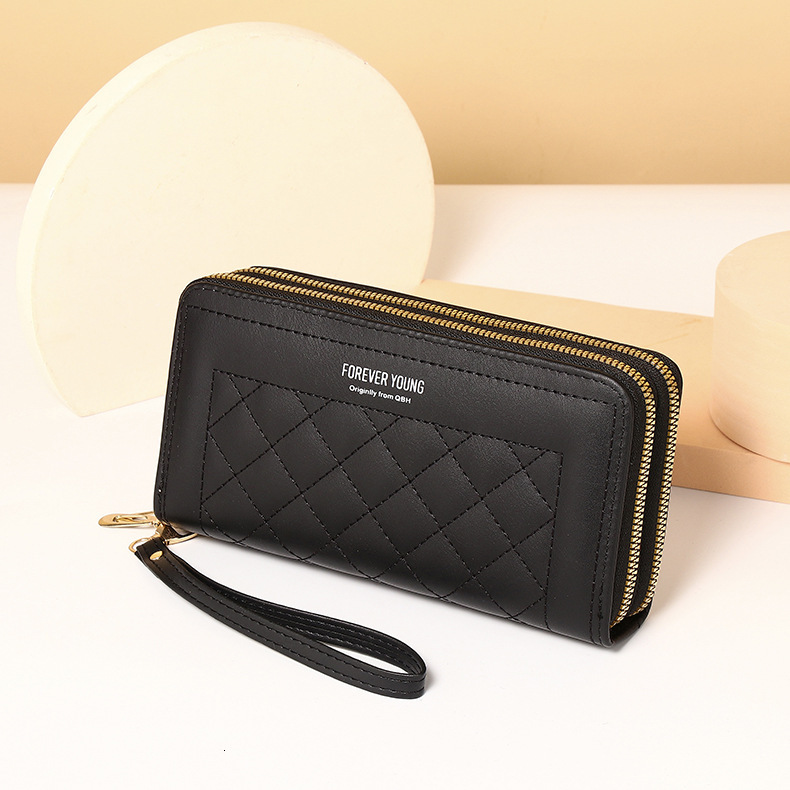 New designer women's long handbag, Korean version mobile phone bag, double zipper wallet, large capacity card bag