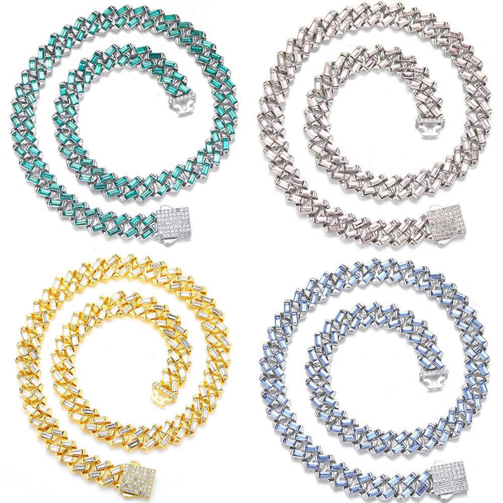 fashion ice out moissanite necklace Alloy hip hop Vvs Moissanite Dias Cuban Chain chains for men bracelet designer jewelry cuban k chain gift