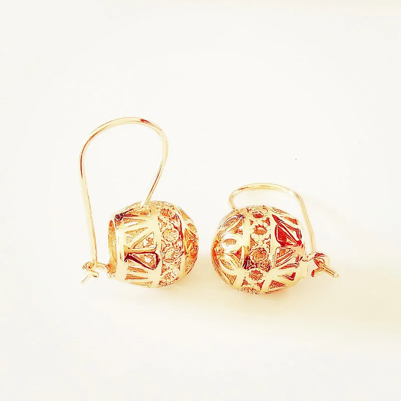 Russian earrings womens jewelry womens earrings fashionable floral spherical 585 rose gold colored earrings womens gold jewelry 241031