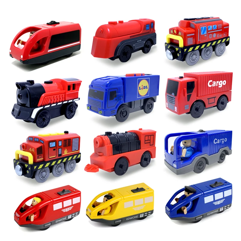 Electric Locomotive Magnetic Car Diecast Slot Fit All Brand Wooden Train Track Railway For Kids children's Educational Toy