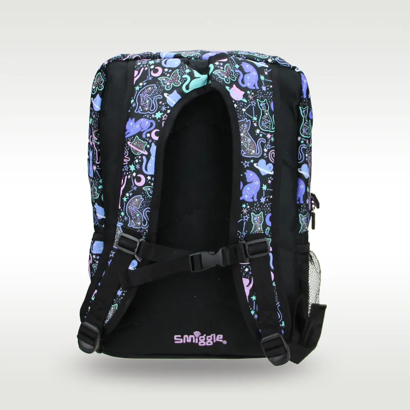 Australia Smiggle Original High Quality Children's School Bag Kawaii Girls Backpack Beautiful Black Starry Cat 18 Inch Kids Bags